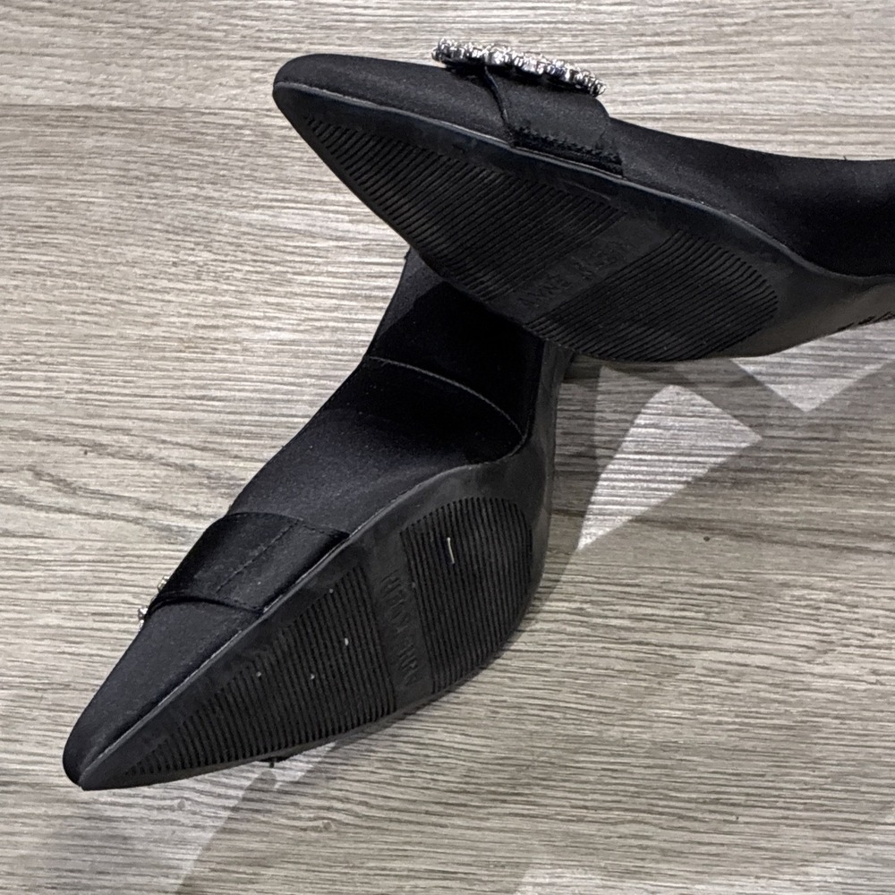 Anne Klein Iflex Rhinestone Embellished Satin High Heel Dress Pumps Sz 8 In Blk - Picture 6 of 10